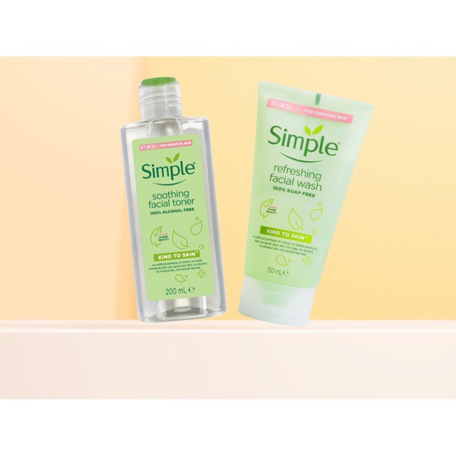 Combo làm sạch siêu lành tính Simple Sữa rửa mặt + Toner nước hoa hồng | BigBuy360 - bigbuy360.vn