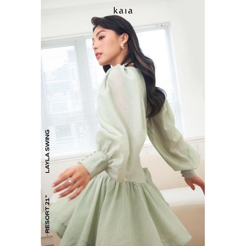 Đầm ngắn hạ eo phối li Layla Swing Dress - KAIA