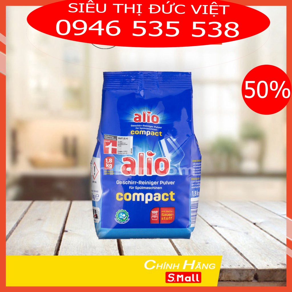 Bột rửa bát Alio 1.8kg (Mùi nhẹ dịu) Nhập khẩu Đức (Có túi bóc lẻ dùng thử), Bột Alio chính hãng cho Máy rửa chén