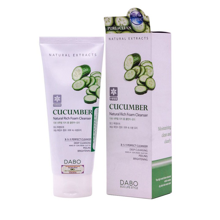 Sữa Rửa Mặt Trắng Da Hàn Quốc Dabo cao cấp 3 IN 1 Sáng da, Dưỡng ẩm, Giảm nhờn , Se khít lỗ chân lông 180ml (trắng) | BigBuy360 - bigbuy360.vn