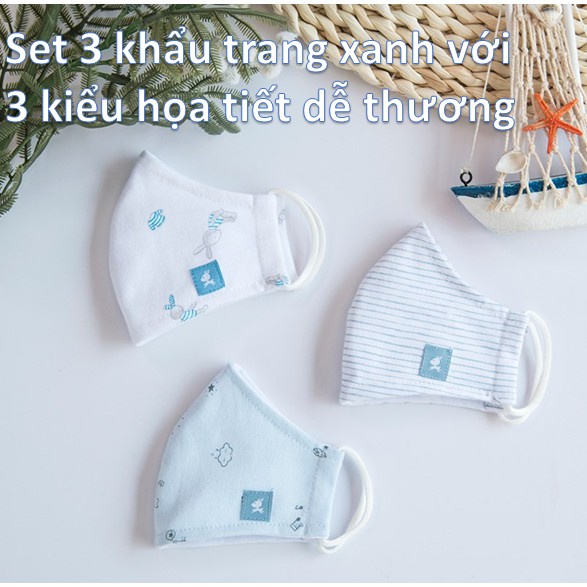 [Giá Tiết Kiệm] Miomio | Set 3 Khẩu Trang Cotton Chống Bụi Mềm Mại (bé 6 tháng - 3 tuổi)