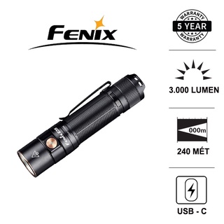 Đèn pin EDC FENIX E35 V3.0 độ sáng 3000 lm chiếu xa 240 sử dụng pin 21700 cổng sạc Type-C