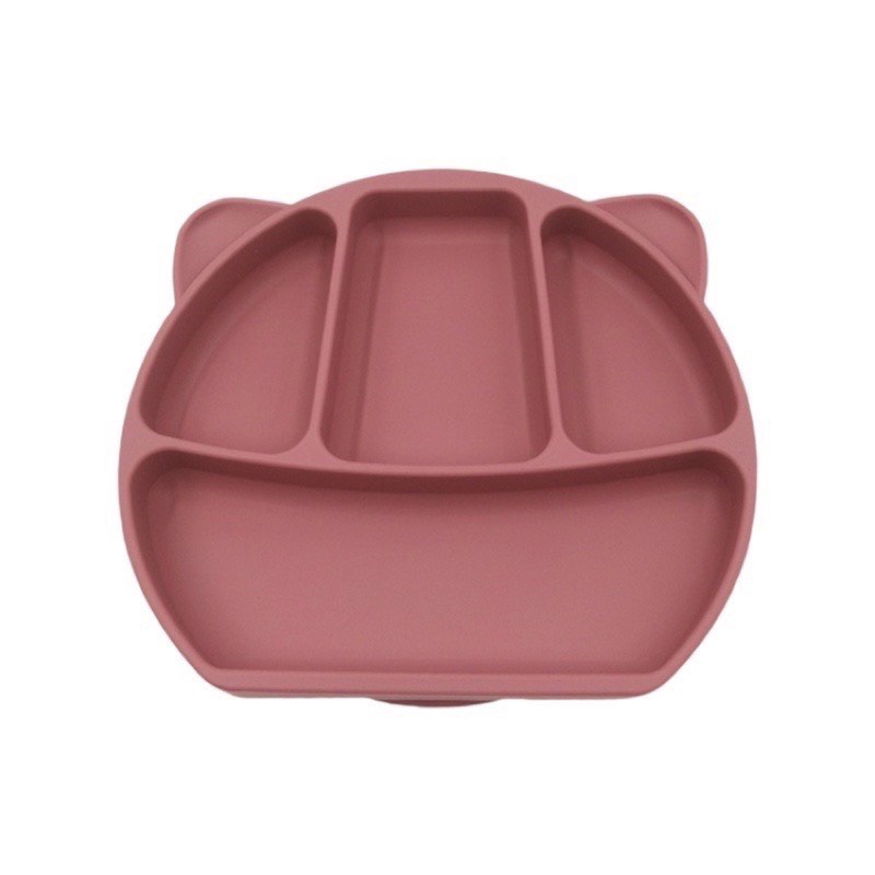 Khay ăn dặm silicon 4 ngăn có đế hít chống trượt hình tai gấu