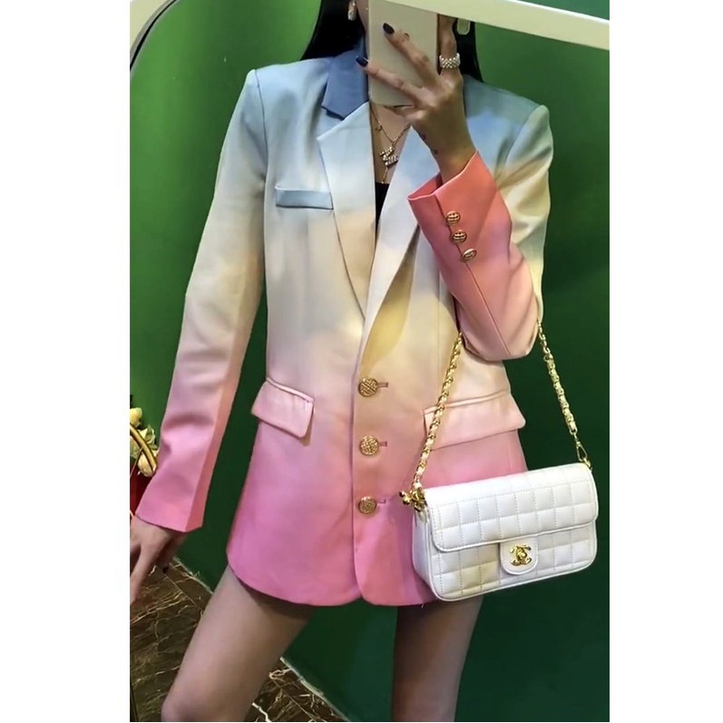 Áo vest blazer nữ loang màu thêu mặt trăng nơi ngực siu chất siu sang (có hình thật)