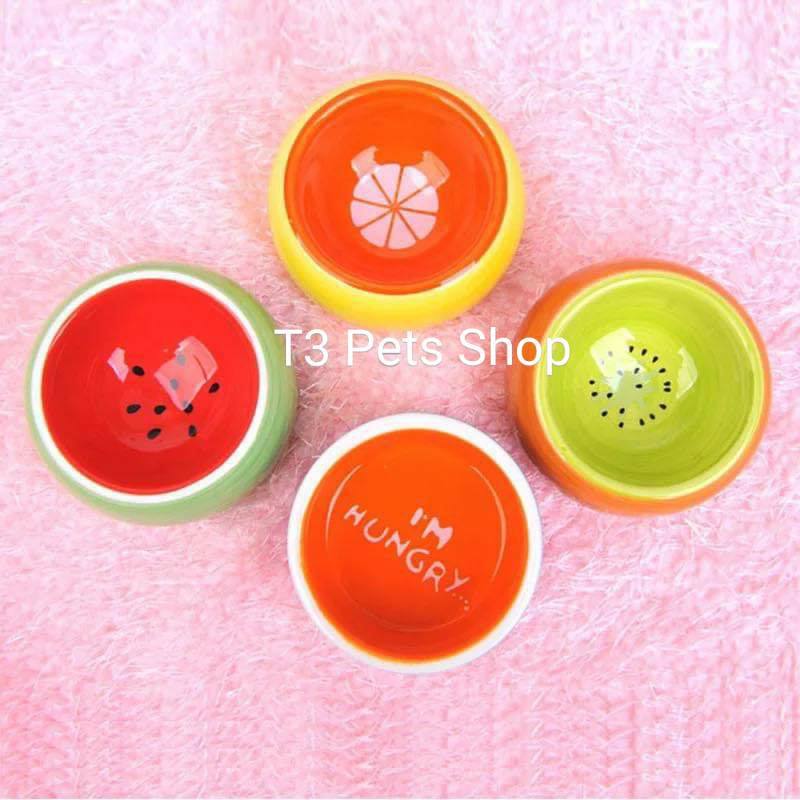chén sứ nhỏ hình kiwi , cam , dưa hấu, vòm cho hamster