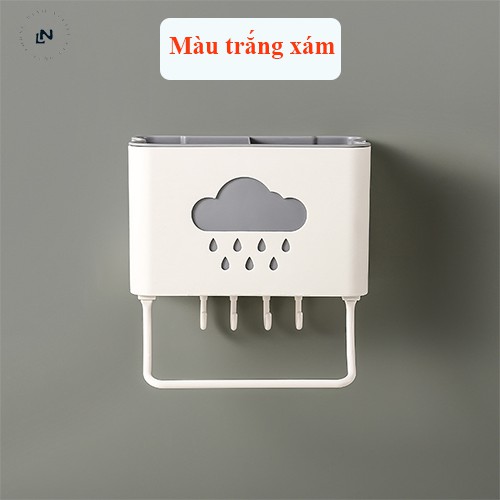 Ống, Kệ Đựng, Treo Đũa, Muỗng, Thìa, Dao , Bàn Chải Đánh Răng Treo Tường Có Chỗ Treo Khăn - Chống Nước, Thông Minh