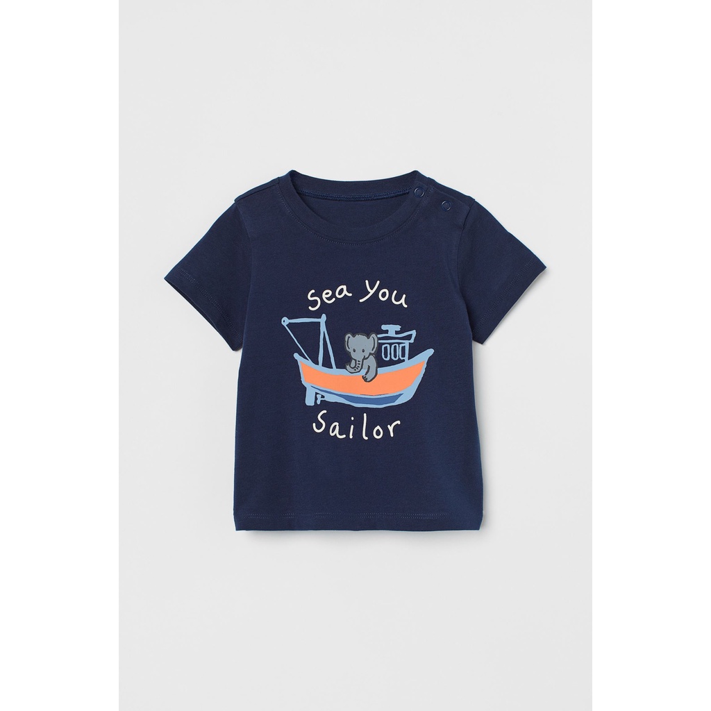 Áo phông hè cotton bé trai HM Auth (Link 2) Size 4-6m đến 3-4y