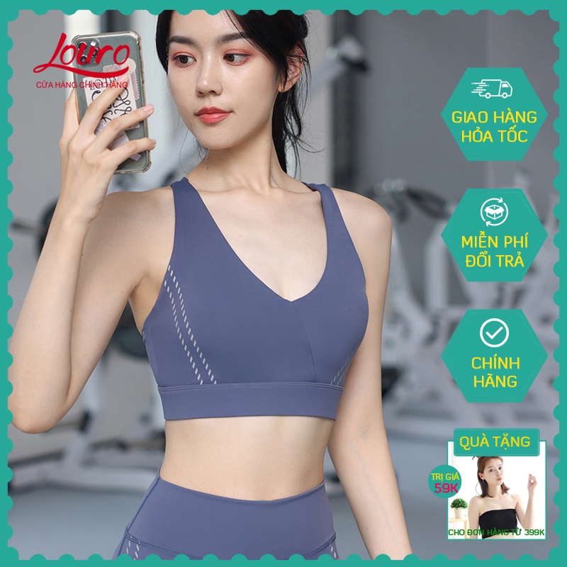 Áo bra thể thao nữ Louro BL86, kiểu áo ngực dây chéo tập gym, yoga giúp nâng ngực, chống sốc, có sẵn đệm mút