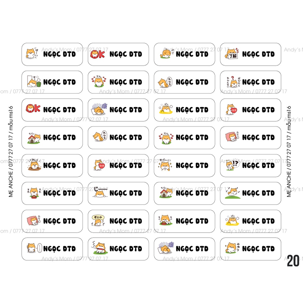 128 Sticker Miếng Dán Tem Decal Giấy Tên Bé in theo yêu cầu. Chat ngay với shop xác nhận tên + mẫu