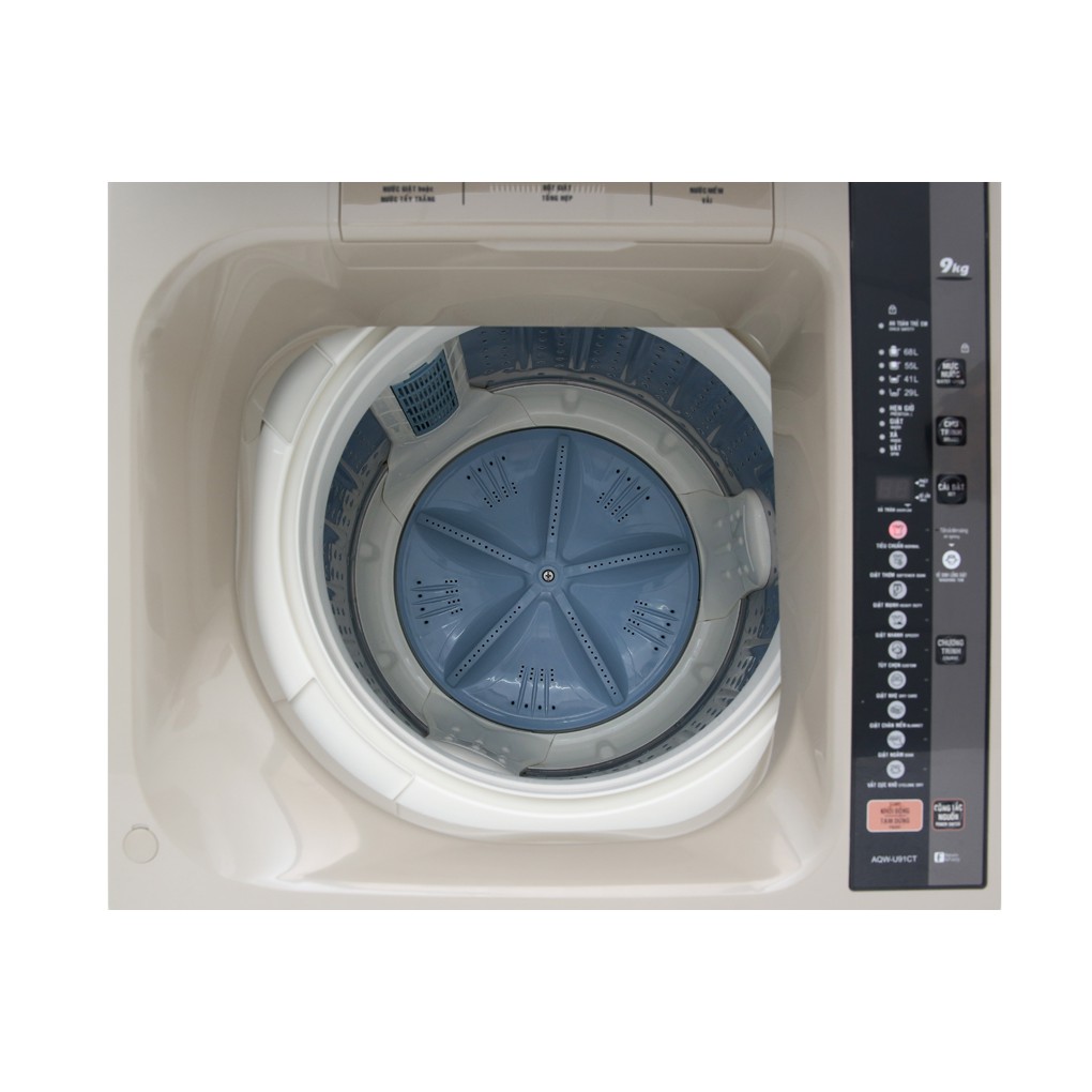 Máy giặt Aqua 9 Kg AQW-U91CT(N) - Giặt sóng siêu âm, Vắt cực khô giặt nhanh, chính hãng 24 tháng, giao miễn phí HCM