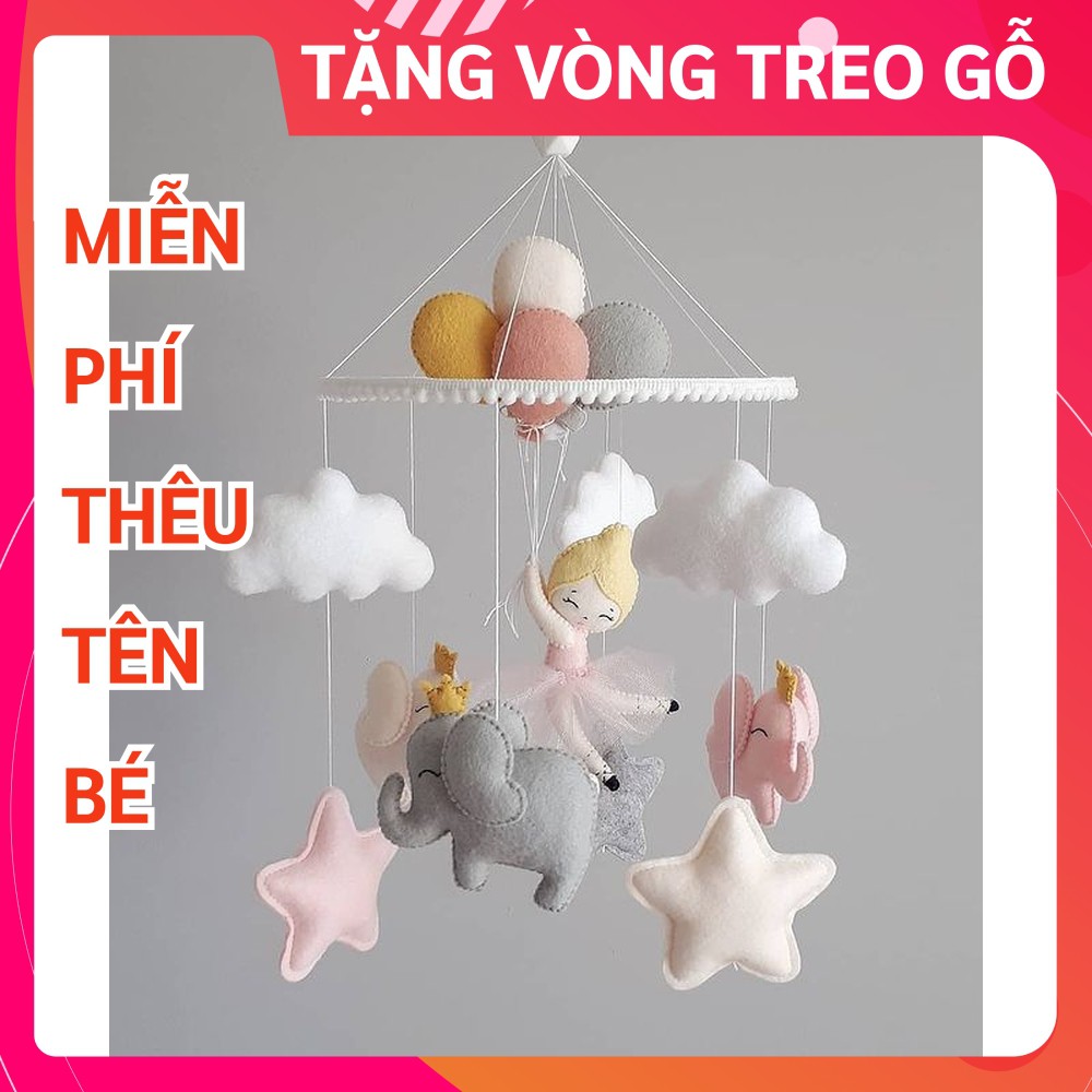 [TẶNG VÒNG TREO] Đồ chơi treo nôi cho bé kích thích thị giác CoCo Kids ảnh thật, phát nhạc tự xoay mẫu CÔNG CHÚA 3