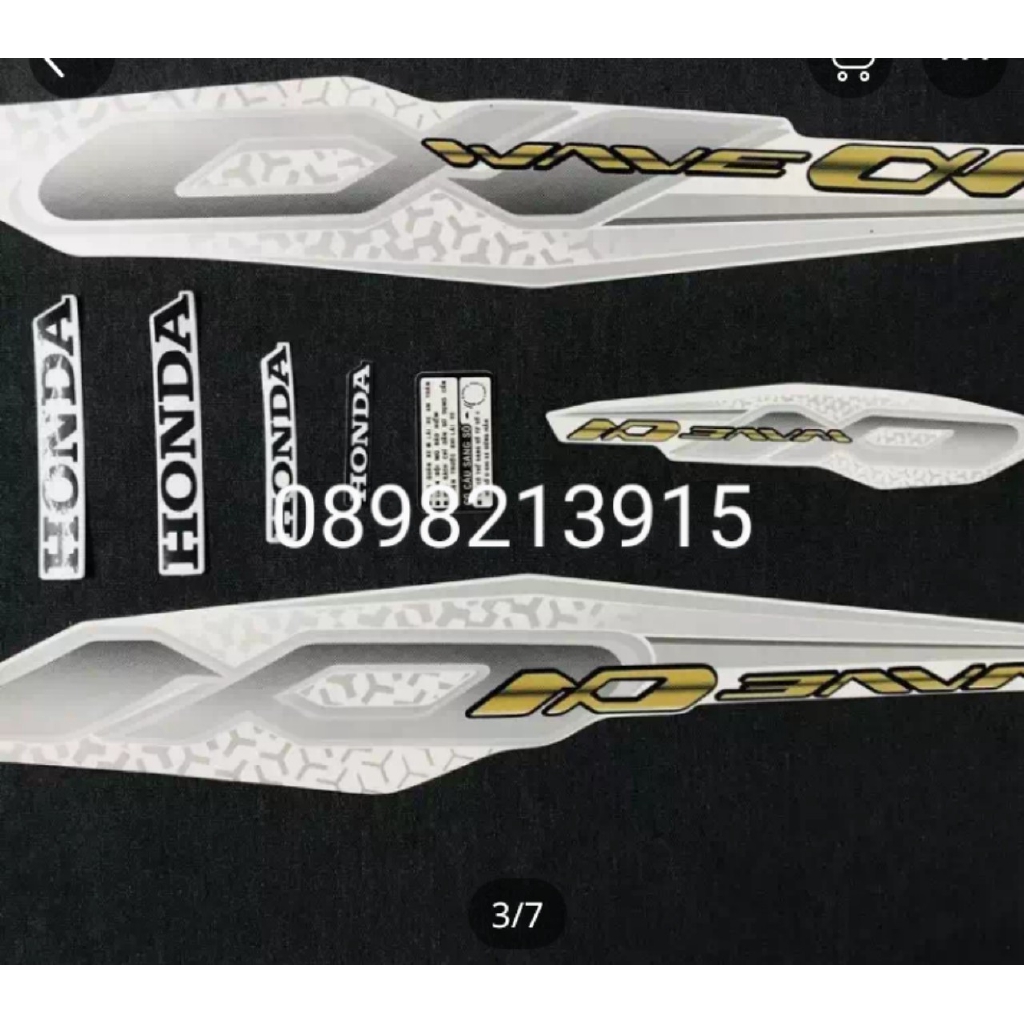 DECAL, BỘ TEM RỜI, TEM FULL MẪU ZIN CHO WAVE ANPHA 2019 MÀU TRẮNG