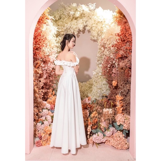 Đầm maxi bẹt vai nhún bèo siêu xinh TRIPBLE T DRESS - size M/L -MS404V