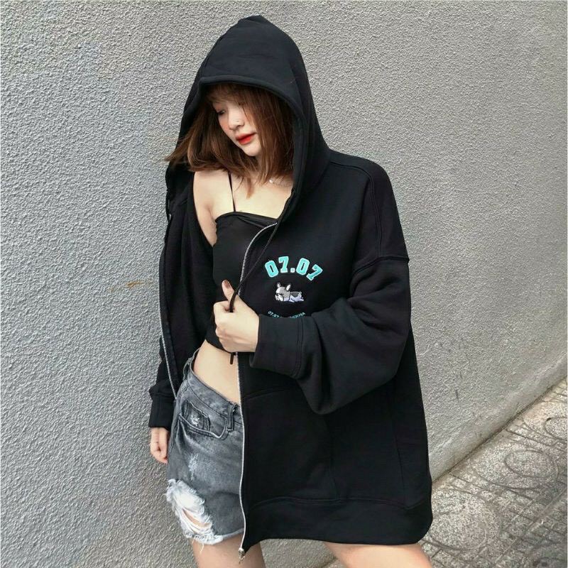 Áo Khoác Hoodie nam nữ Chống Bụi 123SHOP In Hình PUPPY Nỉ Form Rộng Có Dây Kéo Unisex Ulzzang