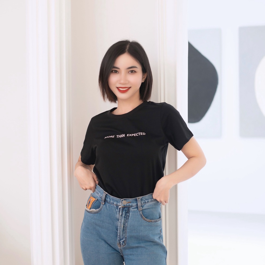 Áo thun nữ đẹp chữ đơn giản phông cotton basic cổ tròn ngắn tay Gumely ViAnh dạo phố đi học đi chơi