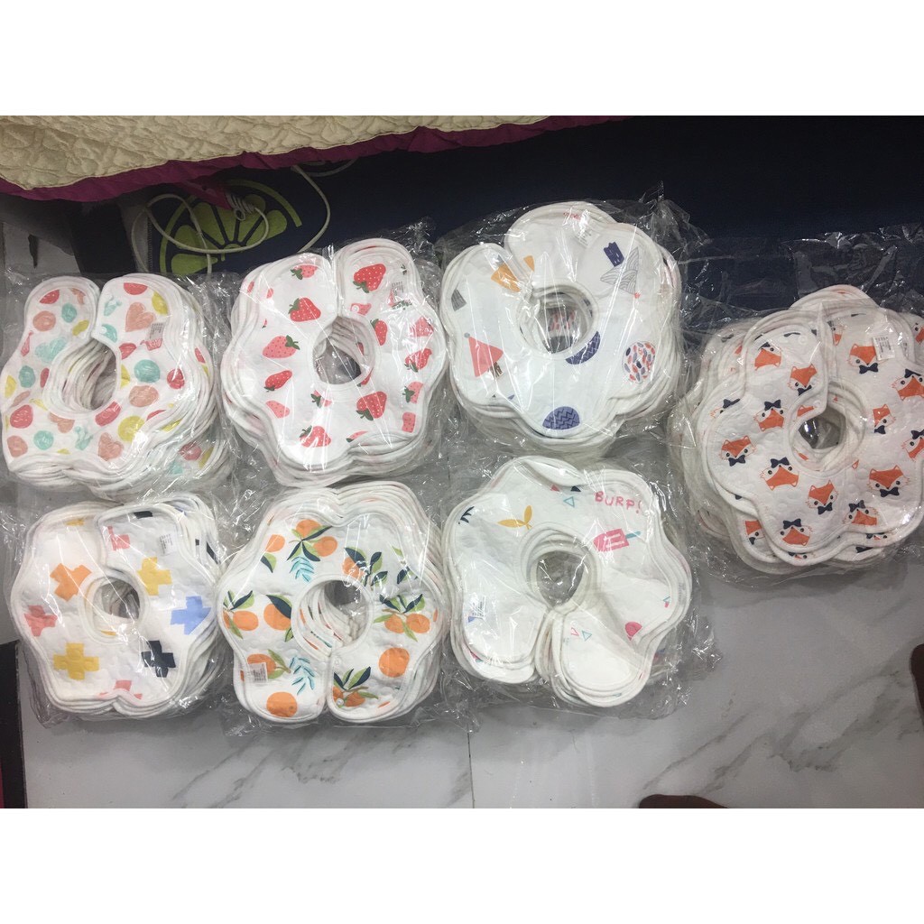 Yếm xô 6 lớp chống thấm xoay 360 độ chất liệu cotton mềm mịn thấm hút tốt nhiều màu sắc đáng yêu - yếm ăn dặm cho bé