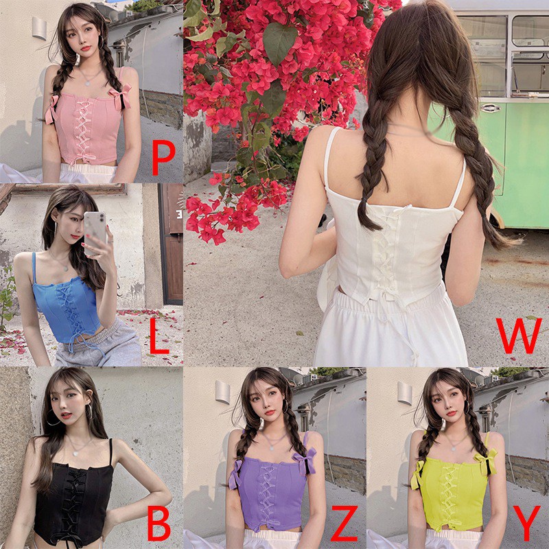 Áo hai dây màu trơn thời trang quyến rũ cho nữ