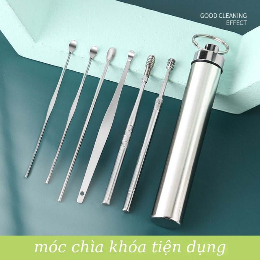 Bộ lấy ráy tai 7 món cao cấp, dụng cụ vệ sinh tai làm từ thép không gỉ