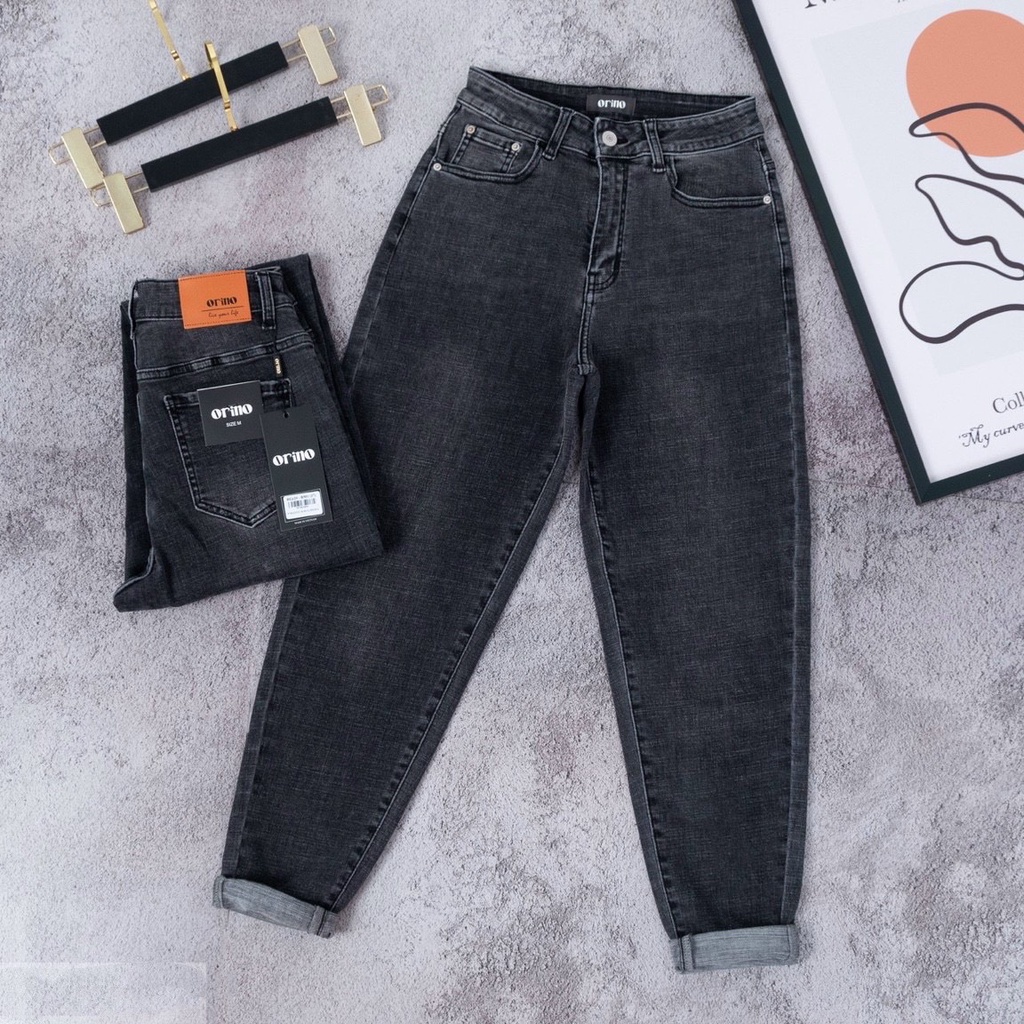 Quần jean dài phom Baggy / boyfriend co dãn mạnh, lưng cao, màu xám xước siêu hot hit 4355 MLJ