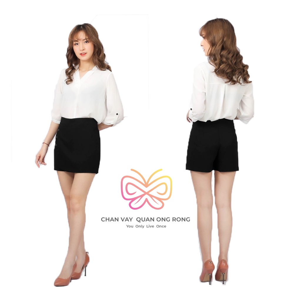 Quần giả váy nữ cách điệu 3 cúc bấm vải tuyết mưa đường may chắc chắn tỷ mi