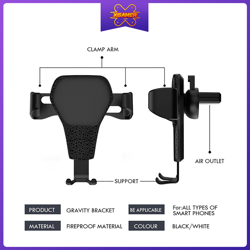 [Ready Stock] XGamer Car Phone Holder For Phone In Car Air Vent Mount Stand No Magnetic Mobile Holder  Gravity Bracket For Phone