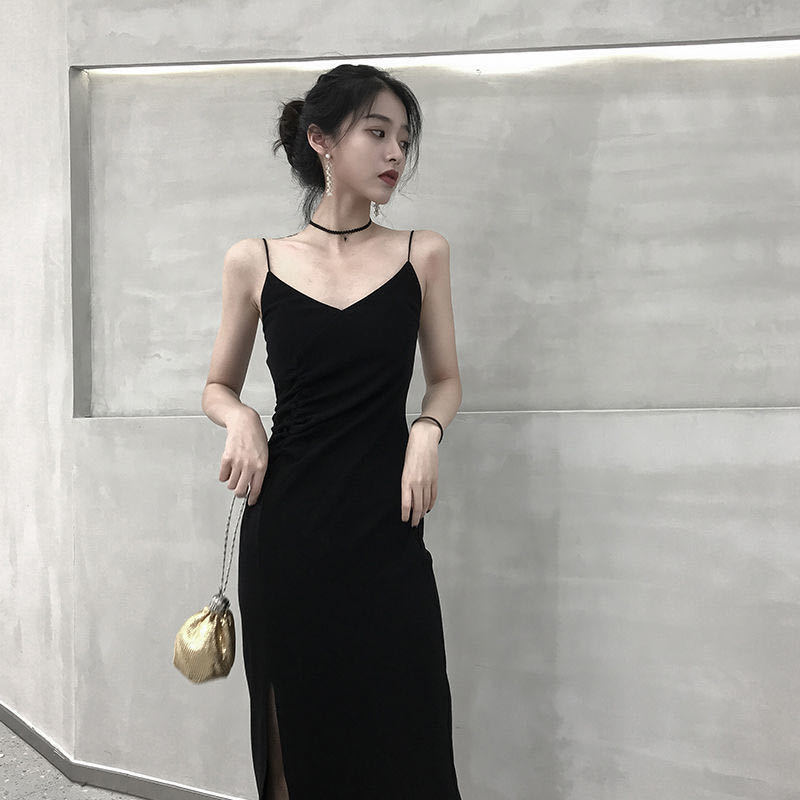 2021 New Sexy Women Maxi Dress Loose Sleeveless Dresses V-neck Sling Long Black Party Dress