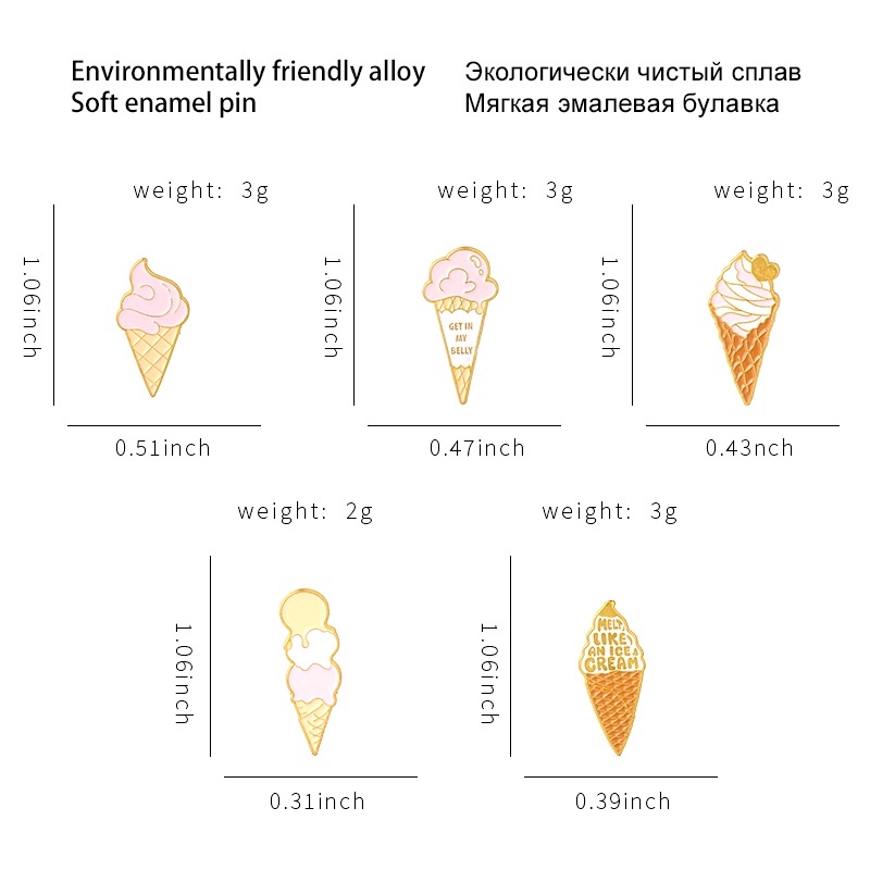 Ghim Cài Áo Hình Cây Kem Tráng Men Dễ Thương