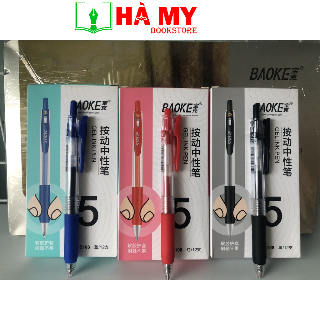 [Hỏa Tốc] Bút Gel nhấn Baoke PC5108 Màu xanh/Đỏ/Đen - Hàng chính hãng Baoke
