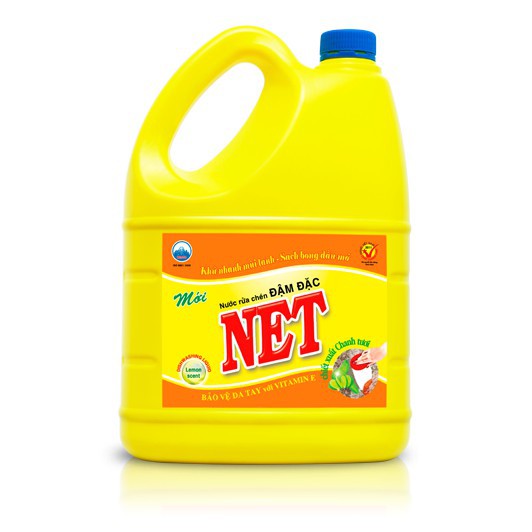 Nước rửa chén NET đậm đặc chiết xuất chanh tươi can 1.46L