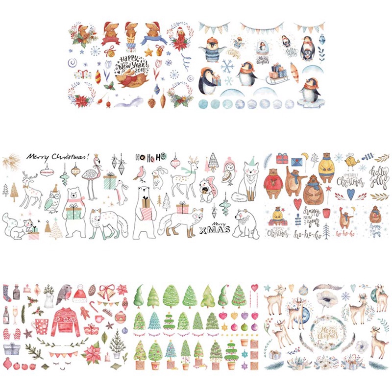 1 Sticker Dán Trang Trí Album Ảnh Diy Hình Ông Già Noel / Người Tuyết / Tuần Lộc Giáng Sinh