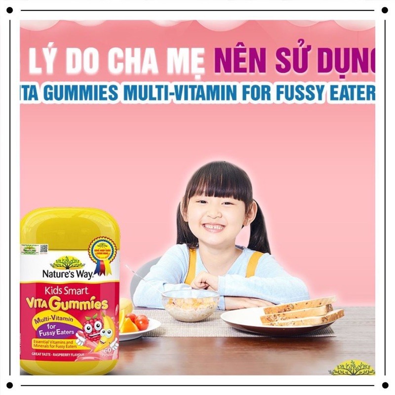 [CHÍNH HÃNG] Natural way kids smart vita gummies multivitamin for fussy easters