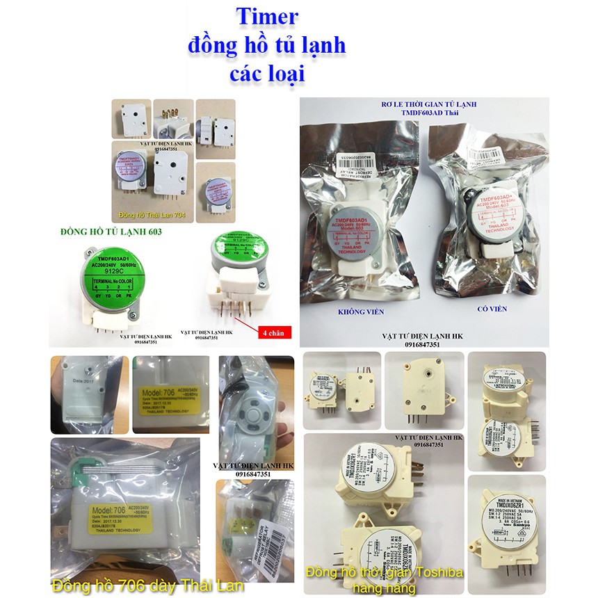 Đồng hồ rơ le thời gian cho tủ lạnh 603 704 706 Timer Thái lan - Toshiba hãng