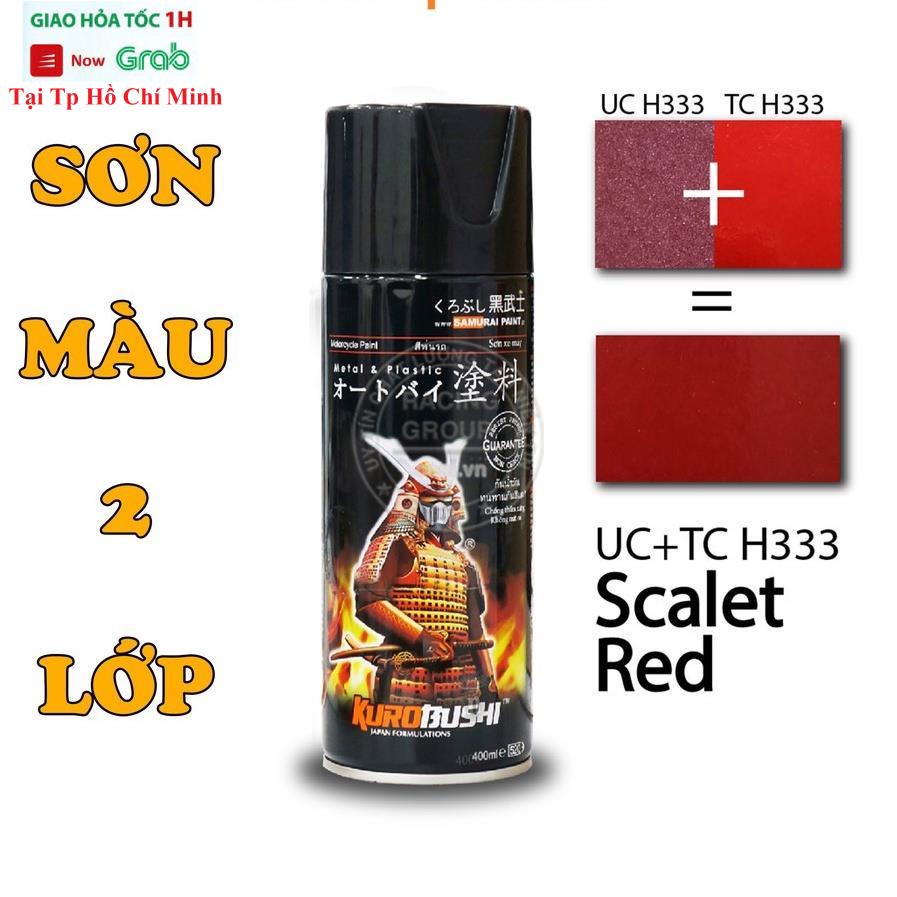 Sơn Xịt Samurai UCH333 Và Samurai TCH333 Màu Đỏ Tươi - Hệ Thống Sơn Màu 2 Lớp