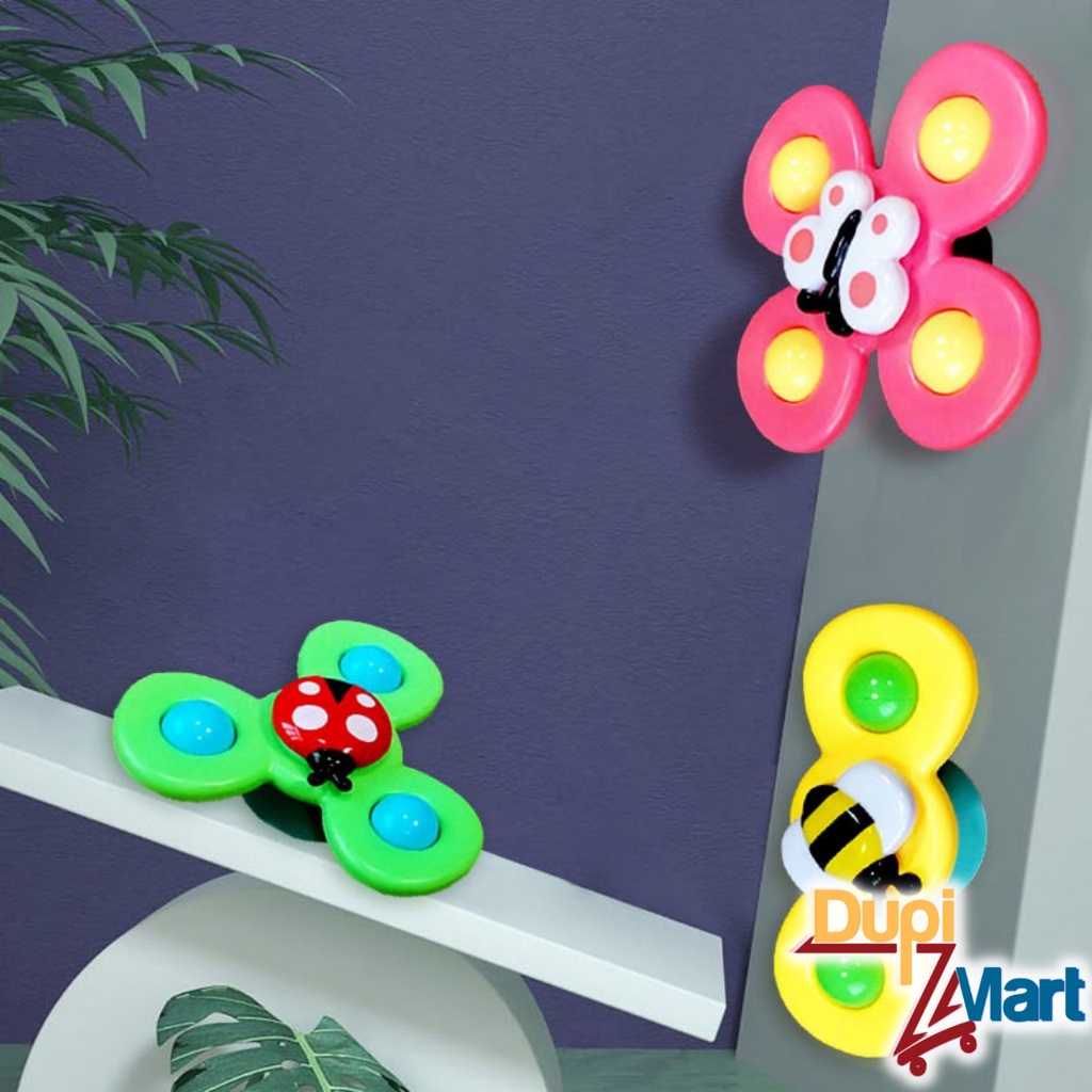 SET 3 Con Quay Dán Tường Hít Chân Không - Bô 3 Chong Chóng Spinner Hình Côn Trùng Ngỗ Nghĩnh Cho Bé - DupiMart