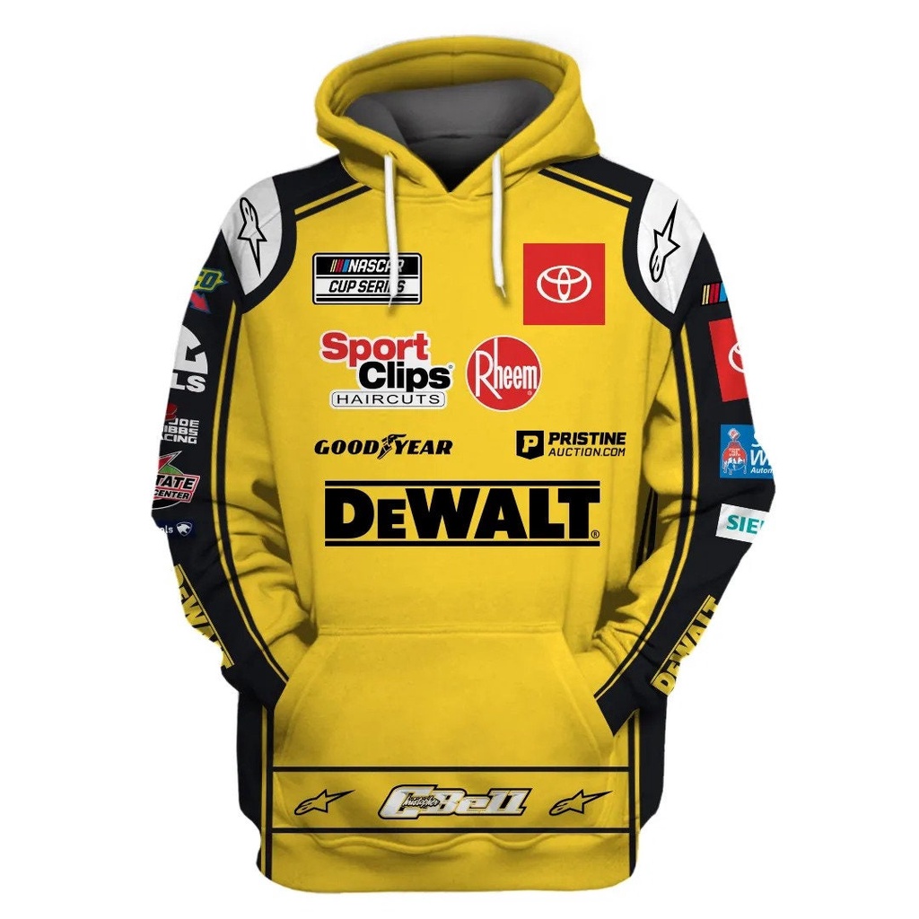 Áo Hoodie DeWalt 3D, Đội đua Christopher Bell, Đội đua DeWalt All Print 3D Áo sơ mi