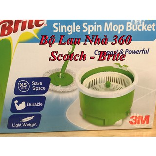 Cây Lau Nhà 360 độ Scotch Brite (Tặng 1 Bông Lau 3M) -  Di Chuyển Lên Xuống Cầu Thang Bằng 1 Tay, caylaunha360