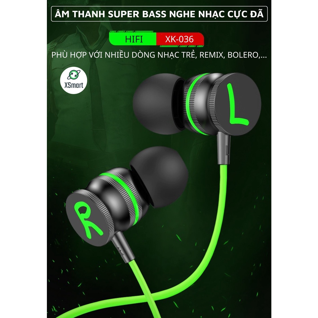 Tai Nghe Nhạc Game XK-036 Có Mic Cho Điện Thoại, Âm Thanh Super Bass Cực Đỉnh