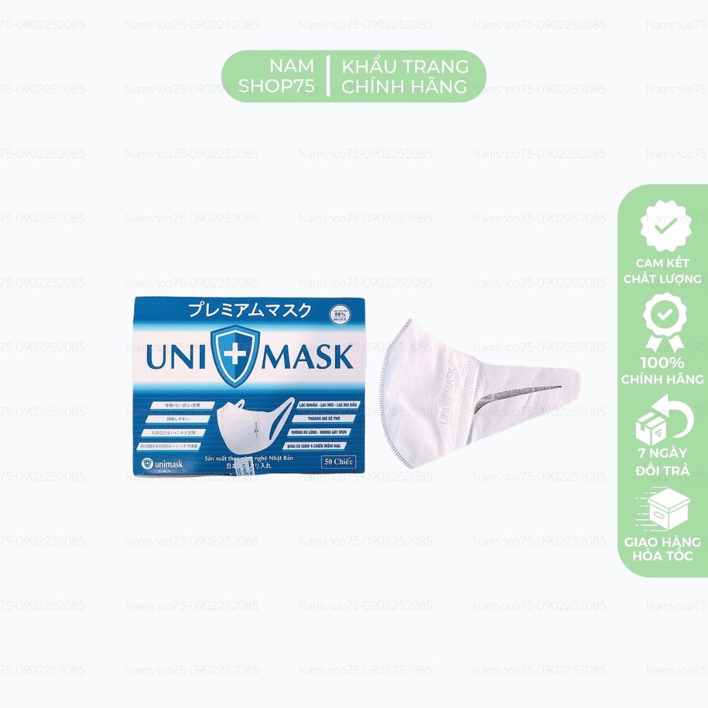 [CÓ SẴN] Khẩu Trang 3D Kháng Khuẩn UNI MASK Chính Hãng Quai Co Dãn 4 Chiều Rộng Rãi Thoáng Khí, Kháng Khuẩn, Lọc Bụi Bẩn