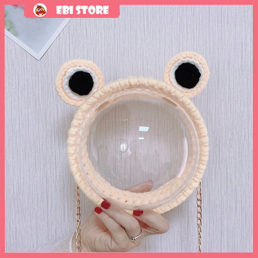 Full Set Nguyên Liệu Tự Đan Túi Trong Suốt Bằng Len Hình Chú Ếch Xinh Xắn