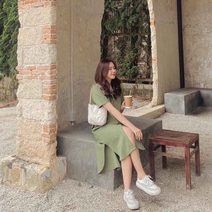 Đầm Sơ Mi  Dáng Suông Dài Xẻ Tà Style Hàn Quốc Lên Dáng Siêu Xinh