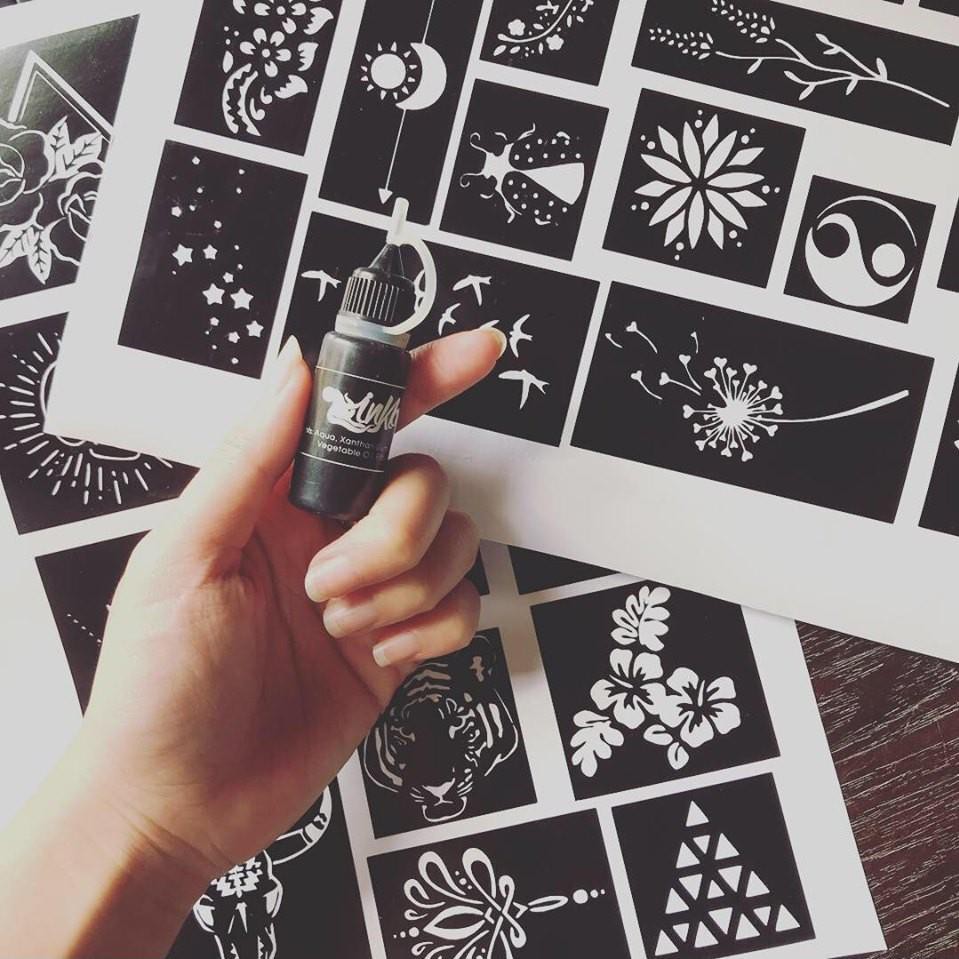 Mực xăm inkbox kèm 4 tấm xăm mẫu tự chọn