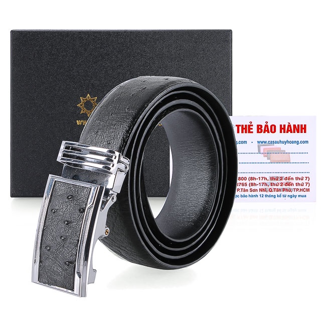 Thắt lưng nam da đà điểu Huy Hoàng da hột 3,5P màu đen, nâu đất, vàng bò, nâu đỏ HP4443-44-45-46