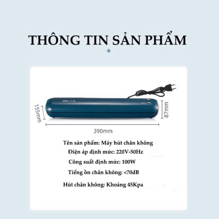 Máy hút chân không bảo quản thức phẩm Bear FKJ-C01E1, Máy hàn miệng túi - CHÍNH HÃNG - BẢO HÀNH 12 THÁNG