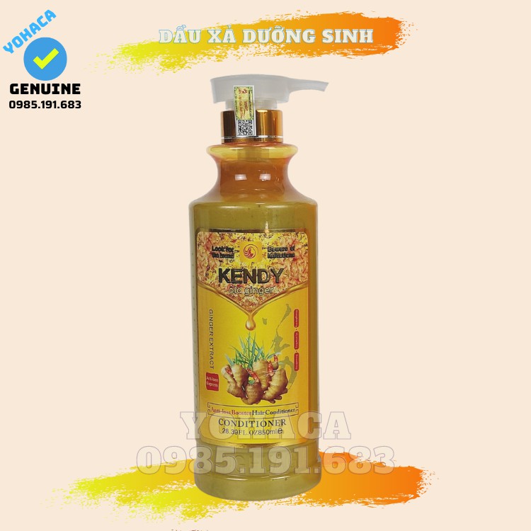 Bộ dầu gội xả Kendy Gừng Gội xả dưỡng sinh 850ml