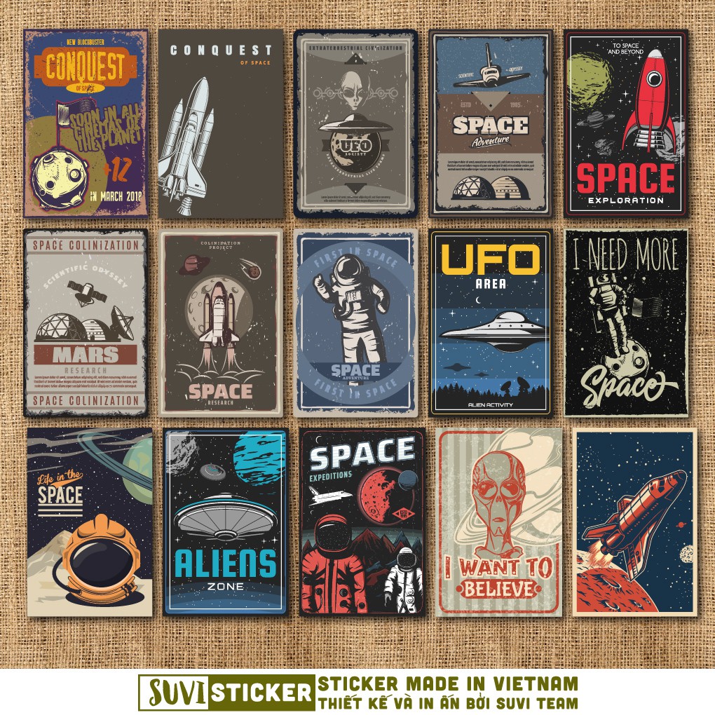 50 Sticker Galaxy Retro chống nước sticker dán laptop, điện thoại, đàn guitar, mũ bảo hiểm, vali. MSP: VR20