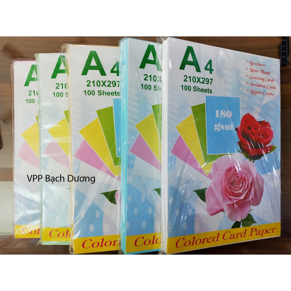 Bìa Thái Lan A4 - 100 tờ - Bìa cứng 180 gsm - Bìa màu