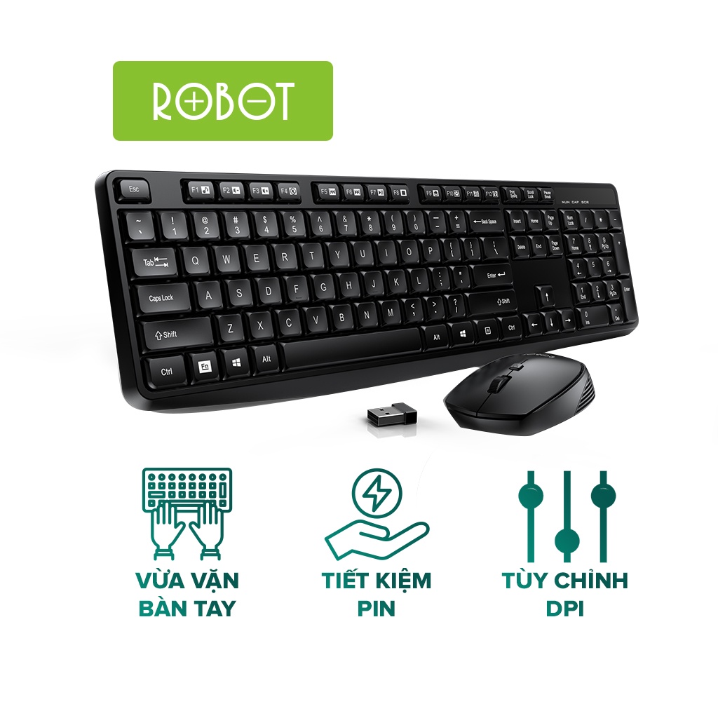 Bộ Bàn Phím Và Chuột Không Dây ROBOT KM3100 Thích Hợp Dùng Cho Laptop, Máy Tính, PC - Bảo Hành 12 Tháng | BigBuy360 - bigbuy360.vn