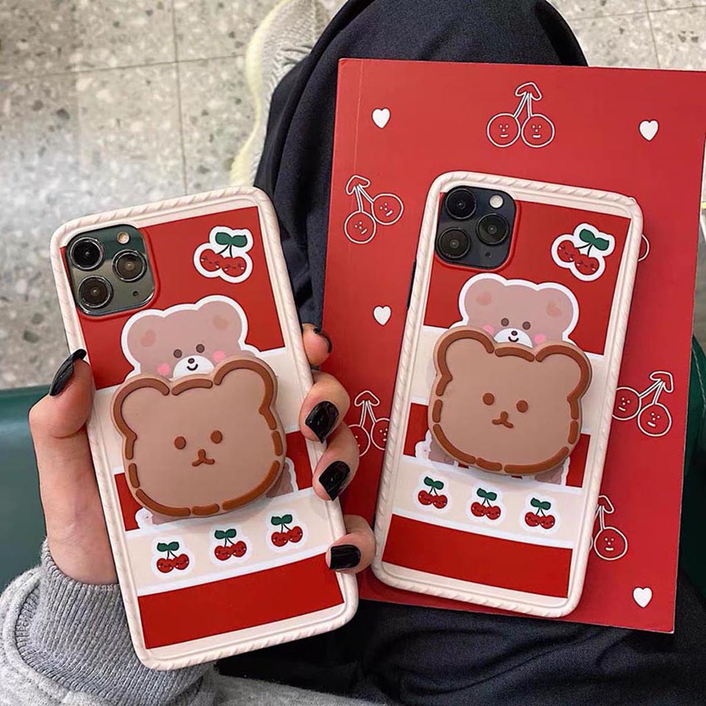 Ốp Lưng Iphone Cao Cấp Full Viền Gấu Cute Kèm Pop Dành Cho Tất Cả Dòng Iphone từ 6 đến 11promax | BigBuy360 - bigbuy360.vn