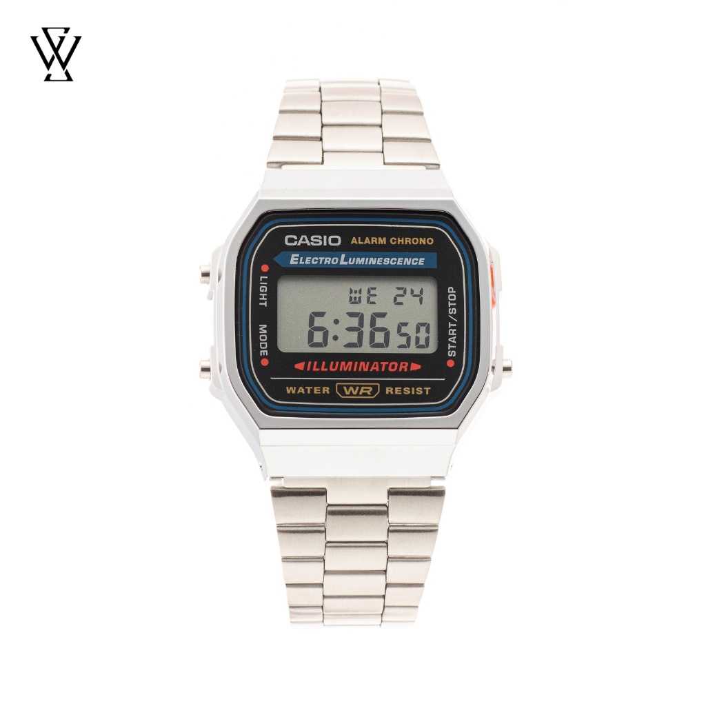 Đồng Hồ Điện Tử Nam Casio WATCHSTORE A168WA-1DF Thiết Kế Mặt Kính Vuông Nhựa 36mm, Dây Đeo Kim Loại Chắc Chắn