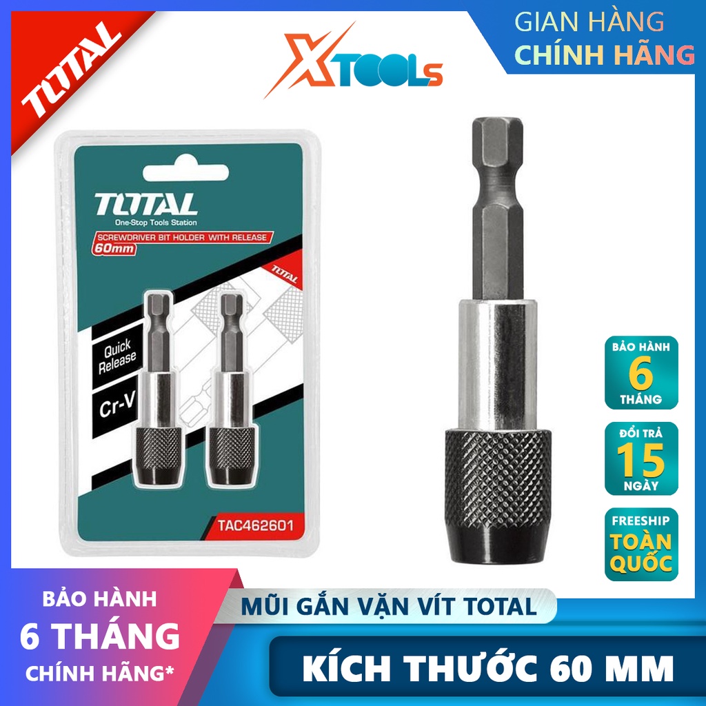Mũi gắn vặn vít TOTAL TAC462601 | bộ mũi gắn vít độ dài của mỗi mũi 60mm, kích thước: 13cm x 3cm x 17cm - chuôi 1/4''